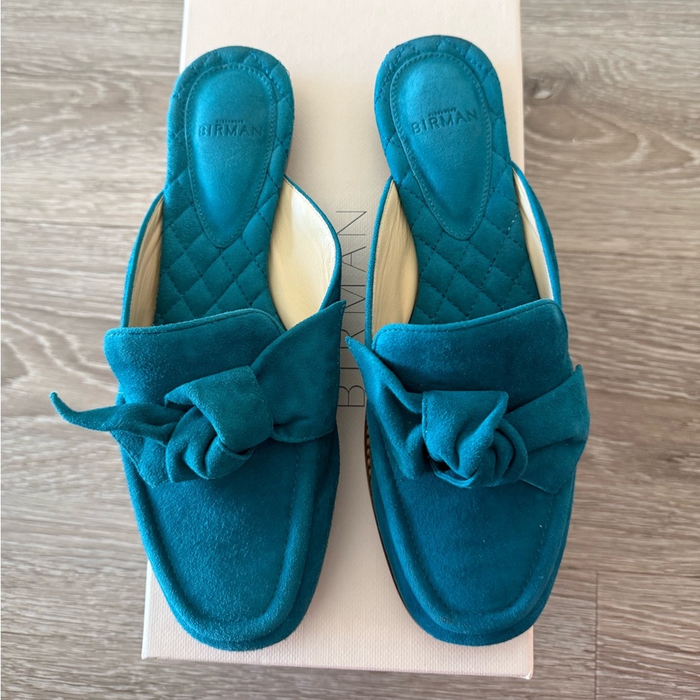 ALEXANDRE BIRMAN Maxi Clarita Bow-Embellished Suede Mules
